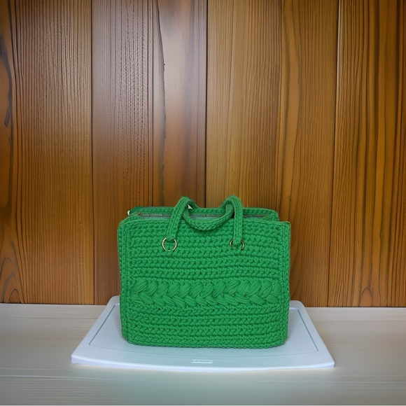 Large Green Tote Crochet Bag - Picture 5 of 6